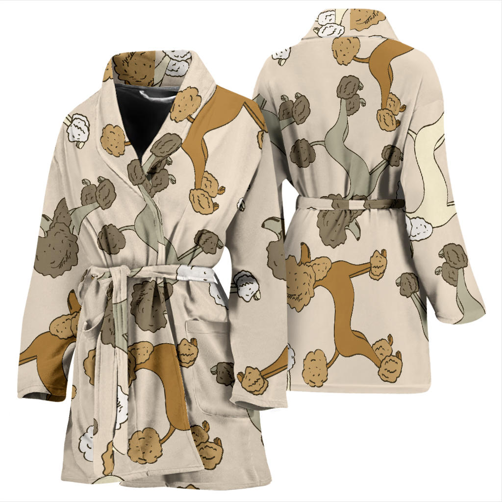 Poodle Pattern Print Design A01 Women Bathrobe