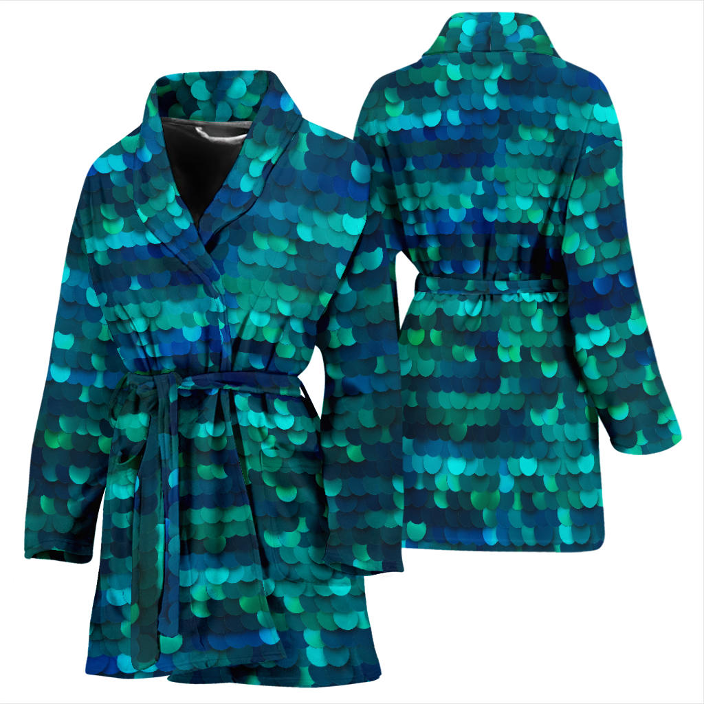Mermaid Scales Pattern Print Design 06 Women Bathrobe