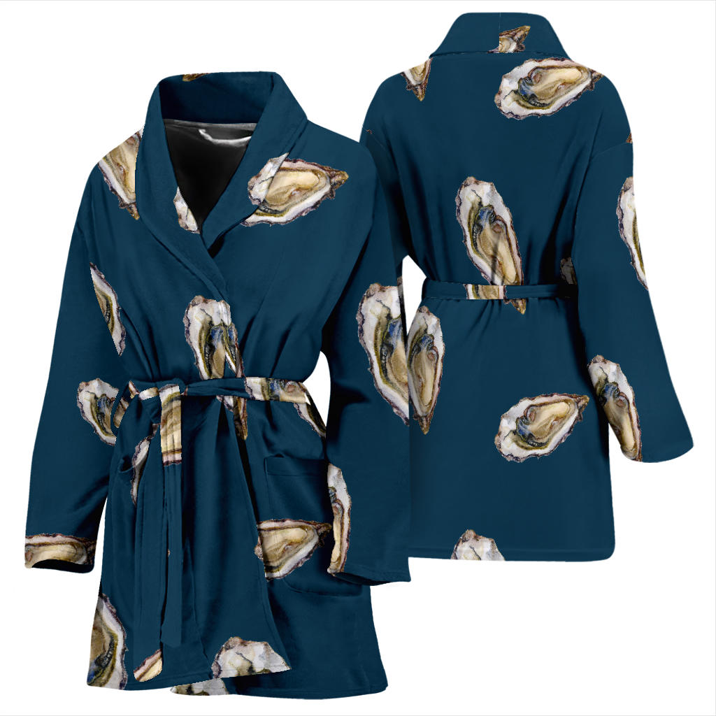 Oyster Pattern Print Design 03 Women Bathrobe