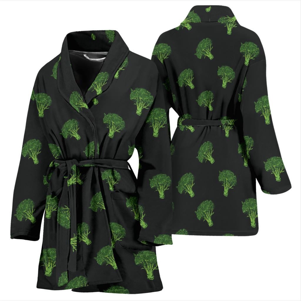 Broccoli Pattern Print Design 04 Women Bathrobe