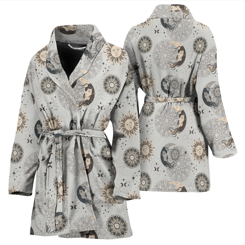 Sun Moon Print Design LKS302 Women Bathrobe