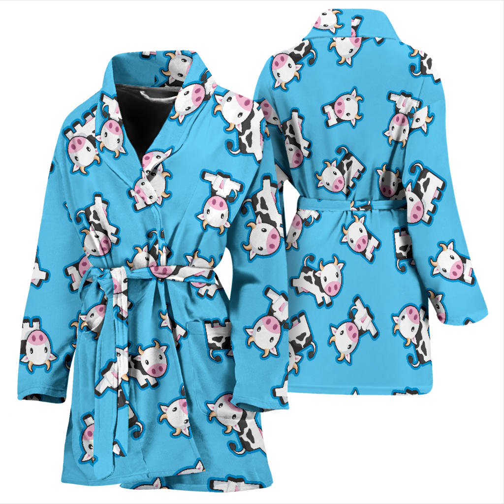 Cow Pattern Print Design 01 Women Bathrobe