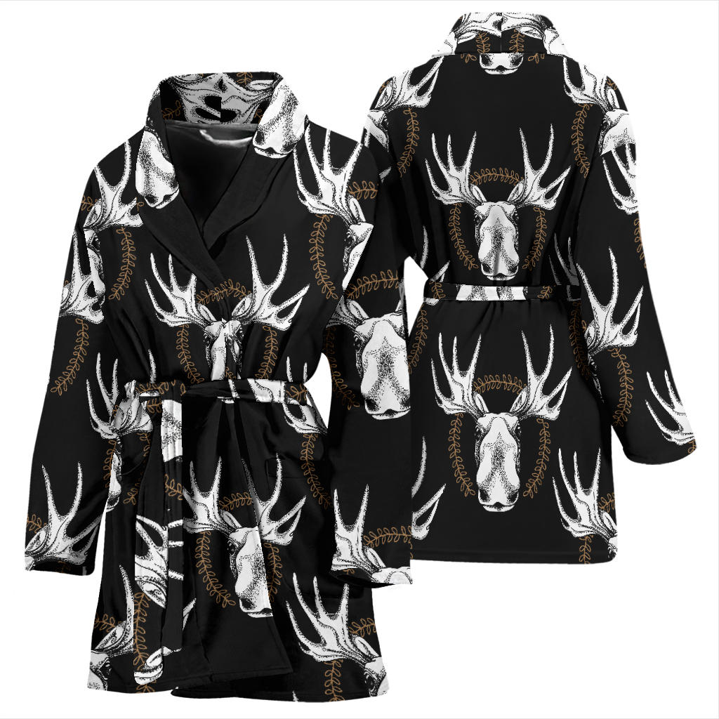 Moose Pattern Print Design 02 Women Bathrobe