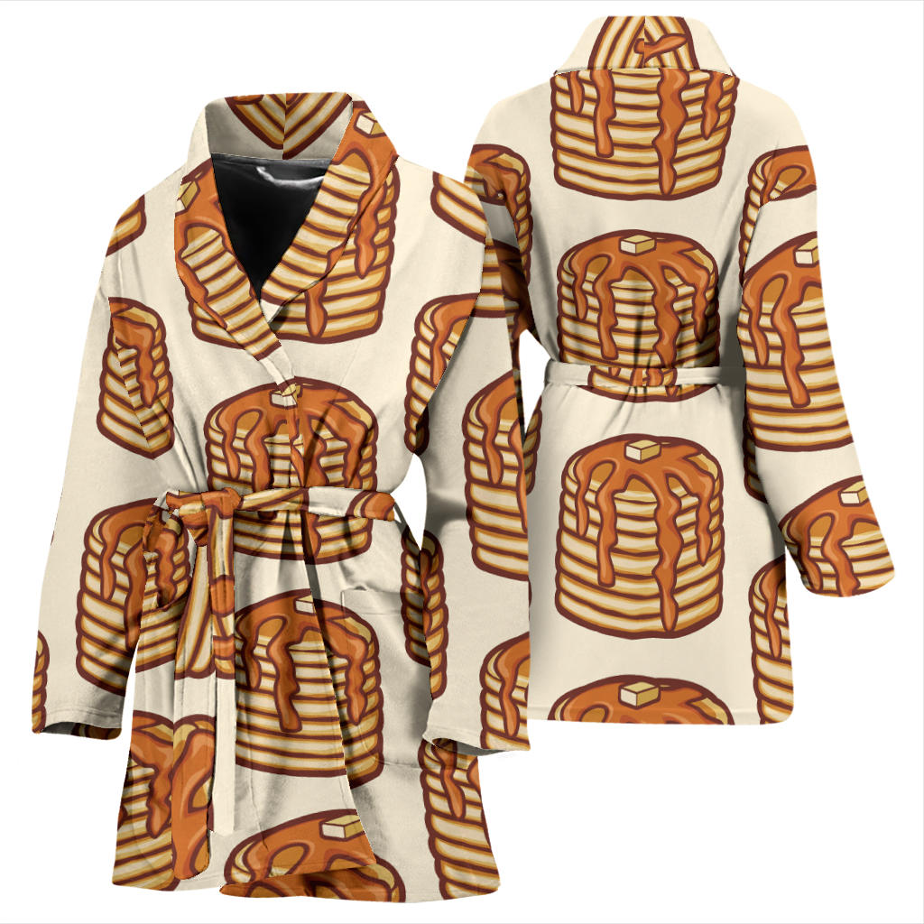 Pancake Pattern Print Design A02 Women Bathrobe