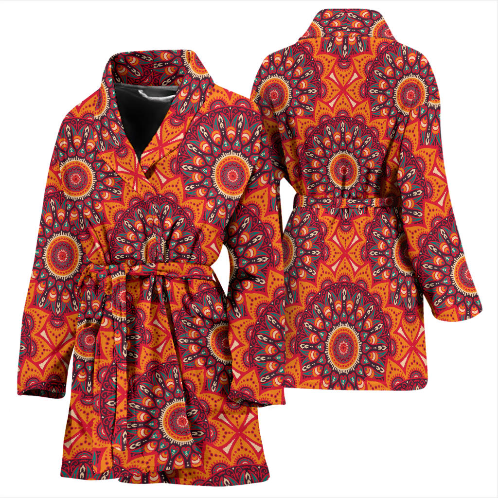Bohemian Pattern Print Design 04 Women Bathrobe