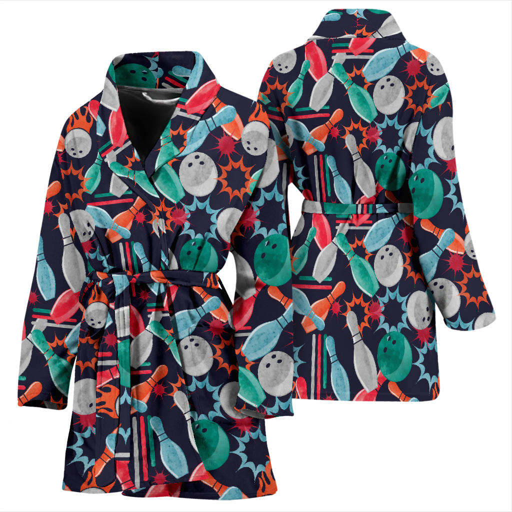 Bowling Pattern Print Design 08 Women Bathrobe
