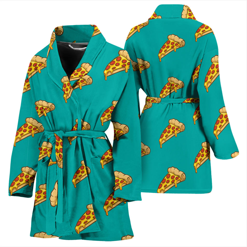 Pizza Pattern Print Design A03 Women Bathrobe