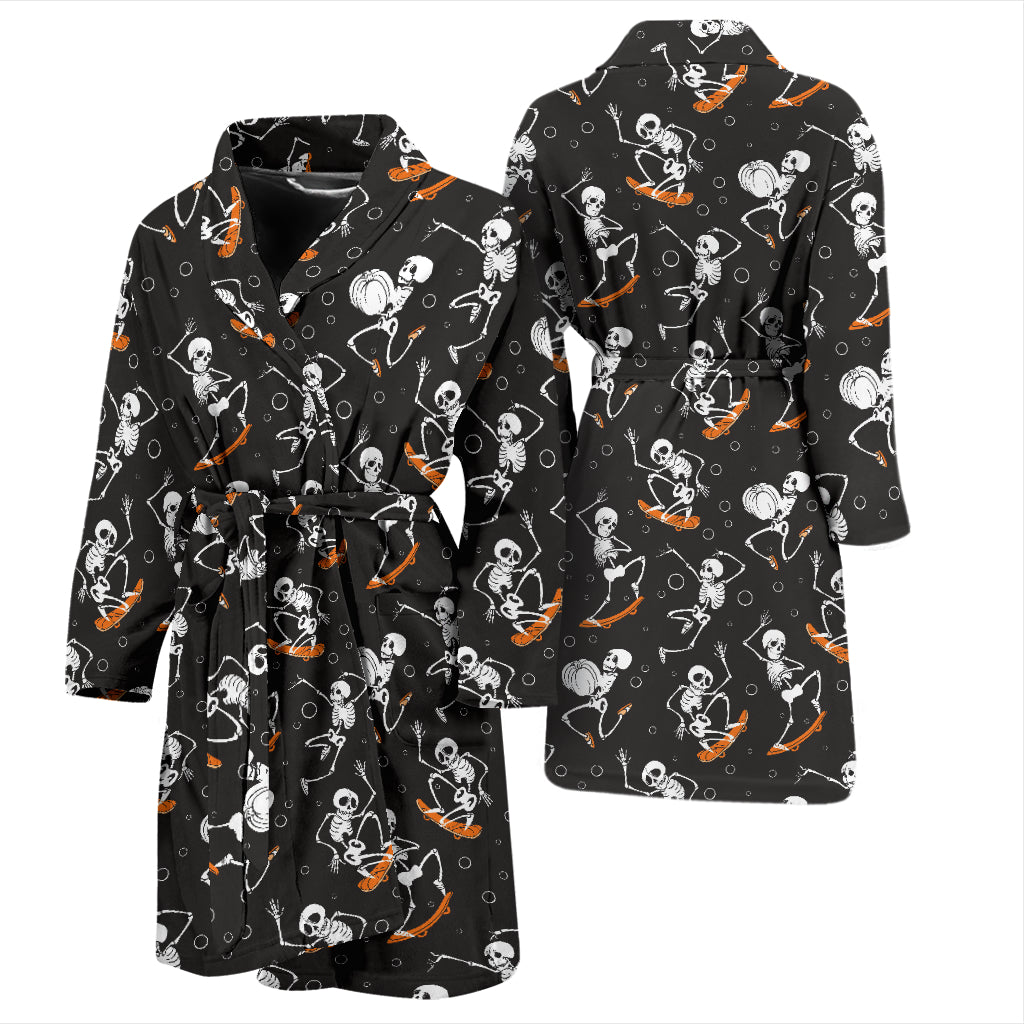 Skateboard With Skeleton Print Design LKS303 Men Bathrobe