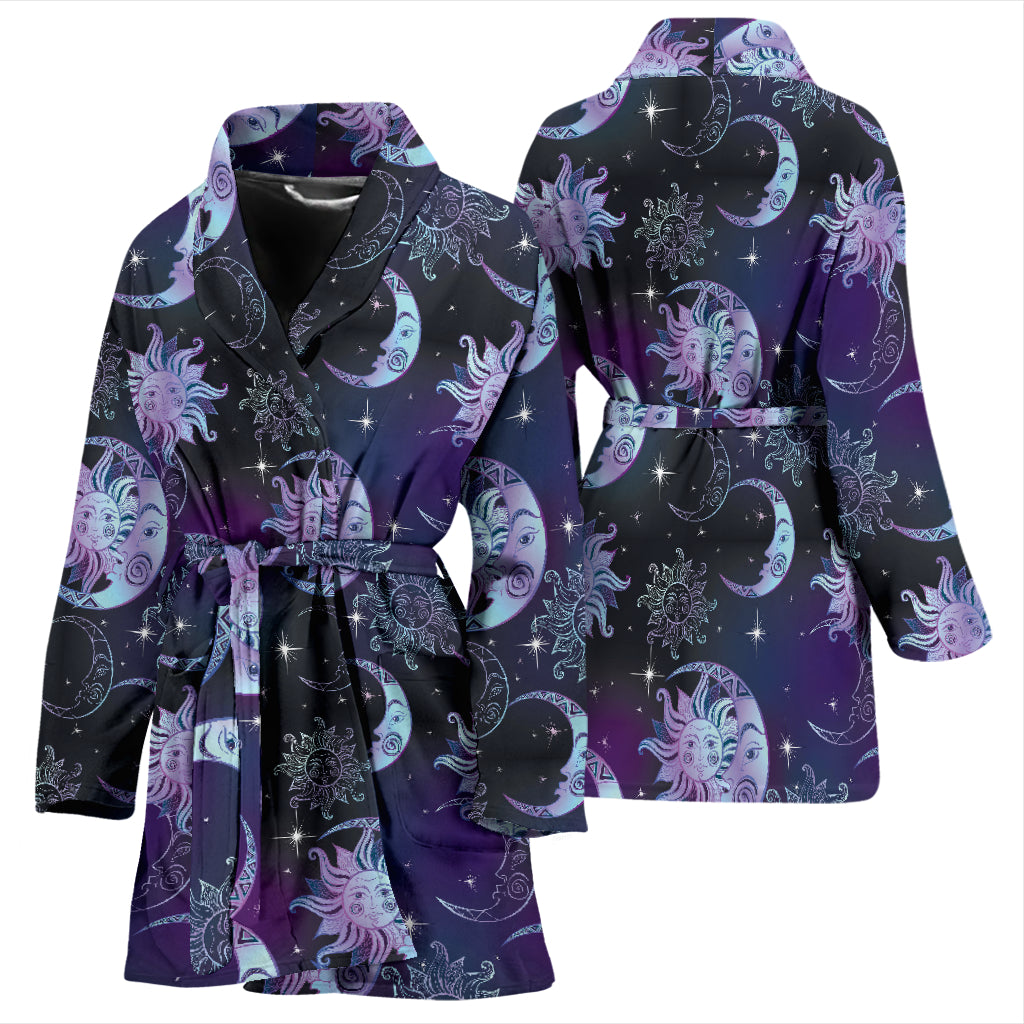 Sun Moon Print Design LKS303 Women Bathrobe