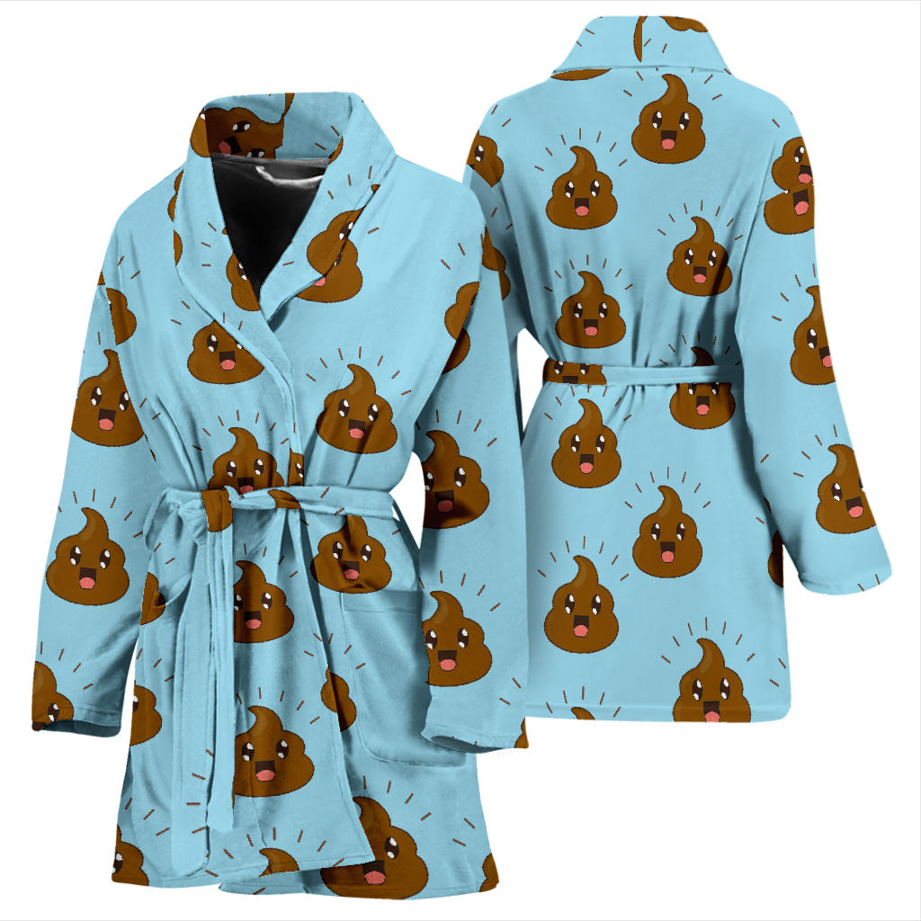 Poop Emoji Pattern Print Design A03 Women Bathrobe