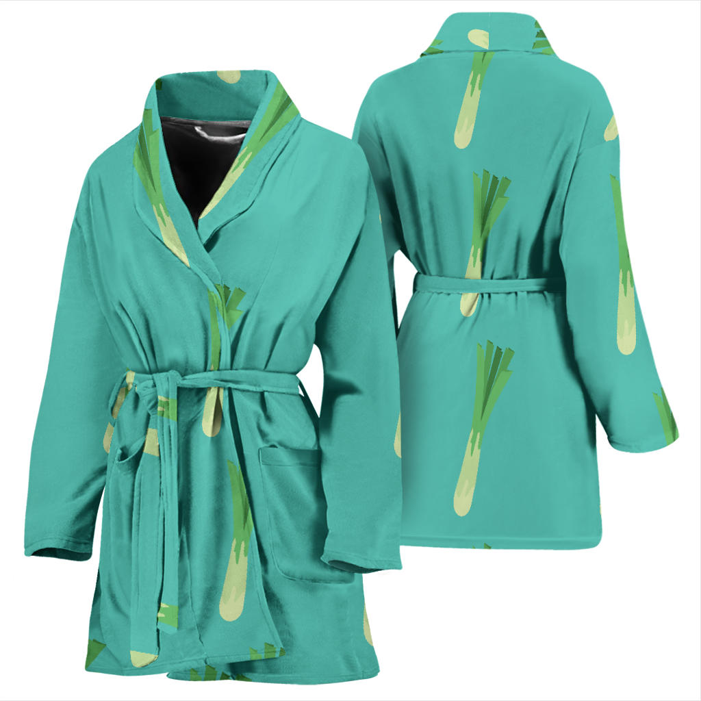 Leek Pattern Print Design 01 Women Bathrobe