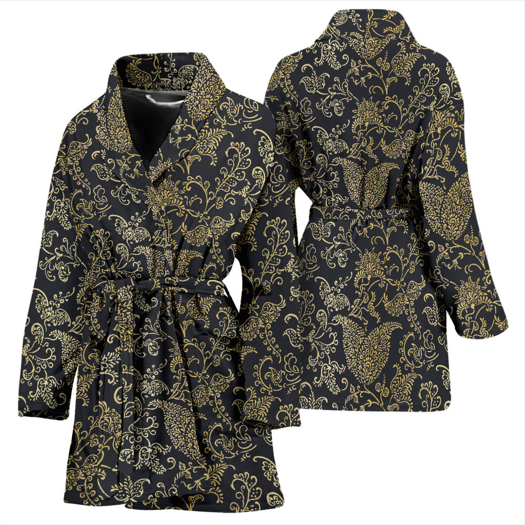 Brocade Pattern Print Design 04 Women Bathrobe