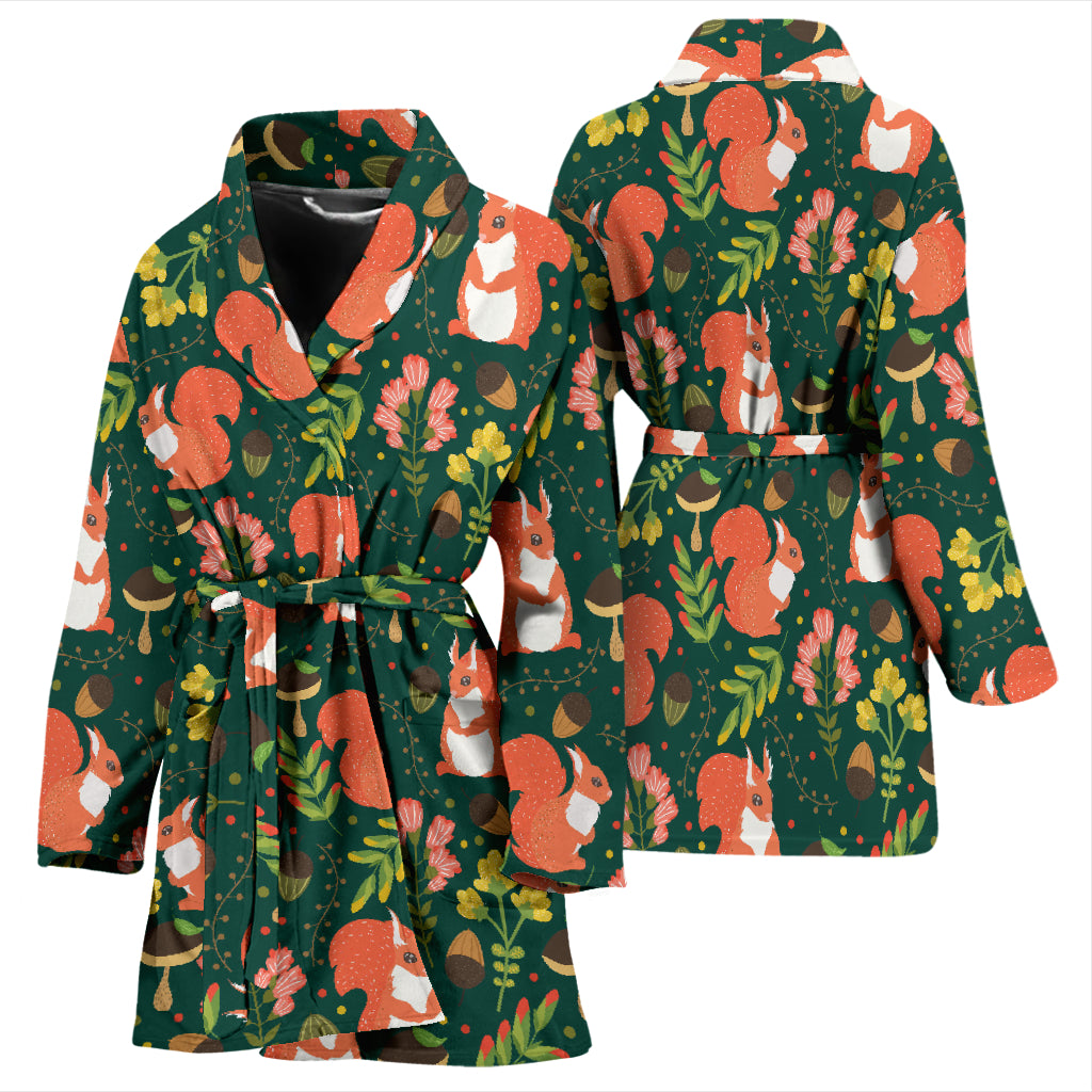 Squirrel Print Design LKS302 Women Bathrobe