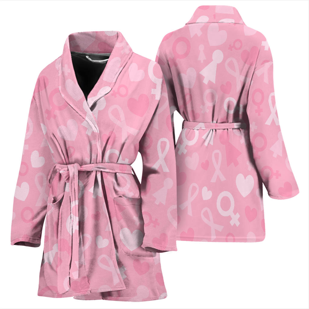 Breast cancer Pattern Print Design 01 Women Bathrobe