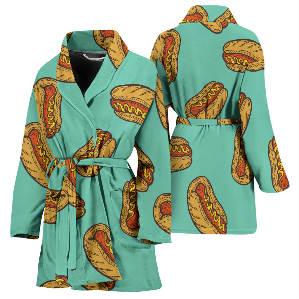 Hot Dog Pattern Print Design 04 Women Bathrobe