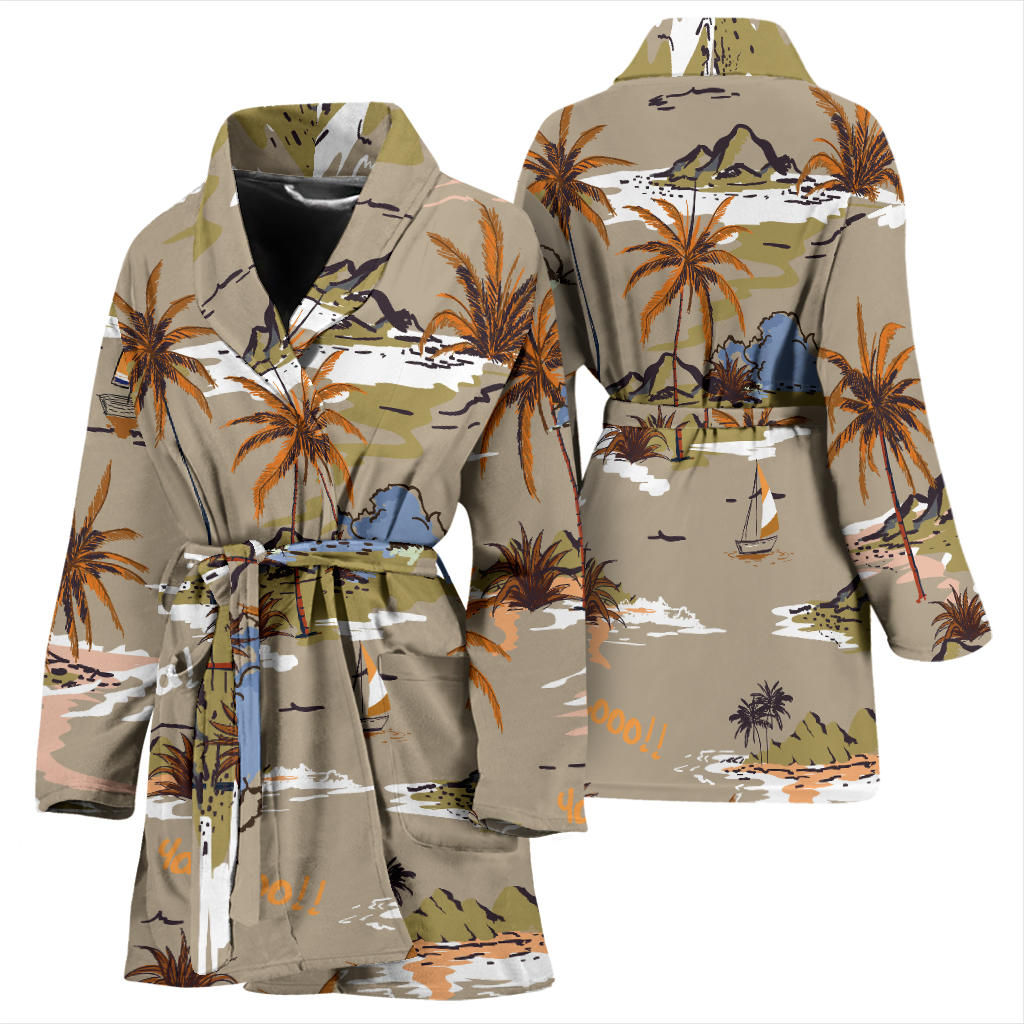 Pacific island Pattern Print Design A05 Women Bathrobe