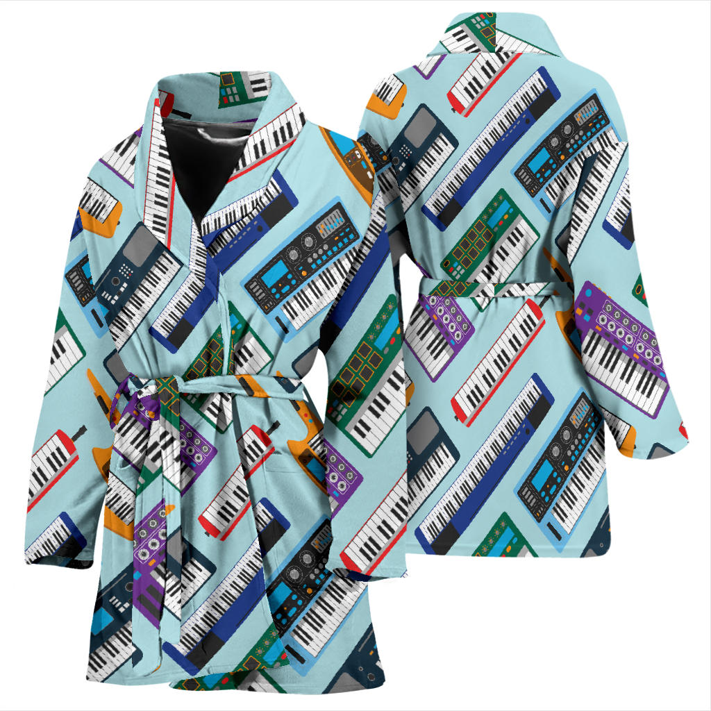 Synthesizer Pattern Print Design 02 Women Bathrobe