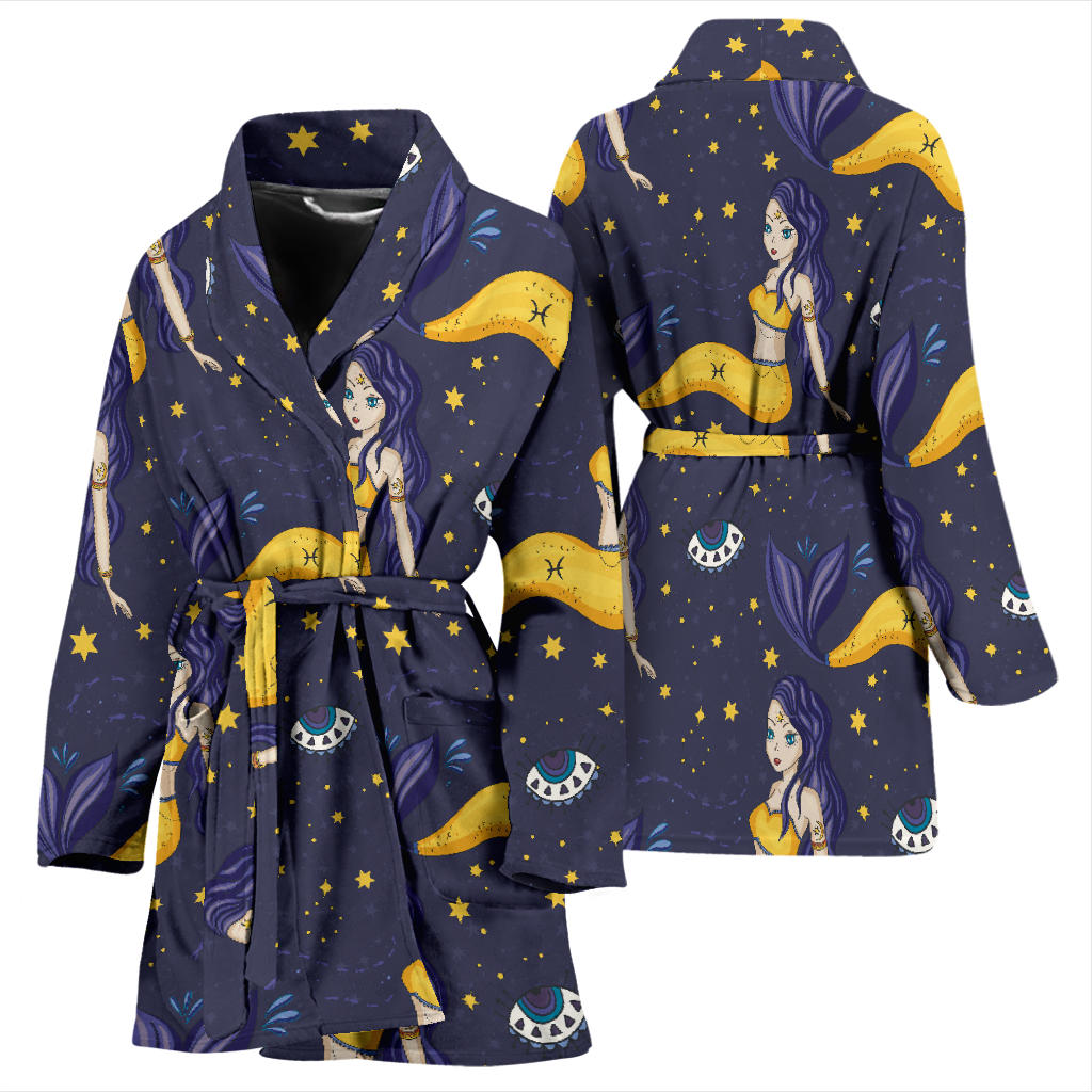 Pisces Pattern Print Design A04 Women Bathrobe