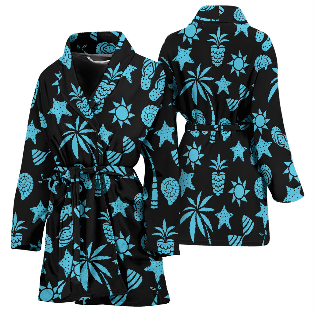Beach Scene Pattern Print Design 03 Women Bathrobe