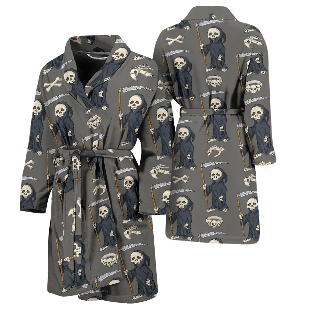 Skeleton Print Design LKS308 Men Bathrobe