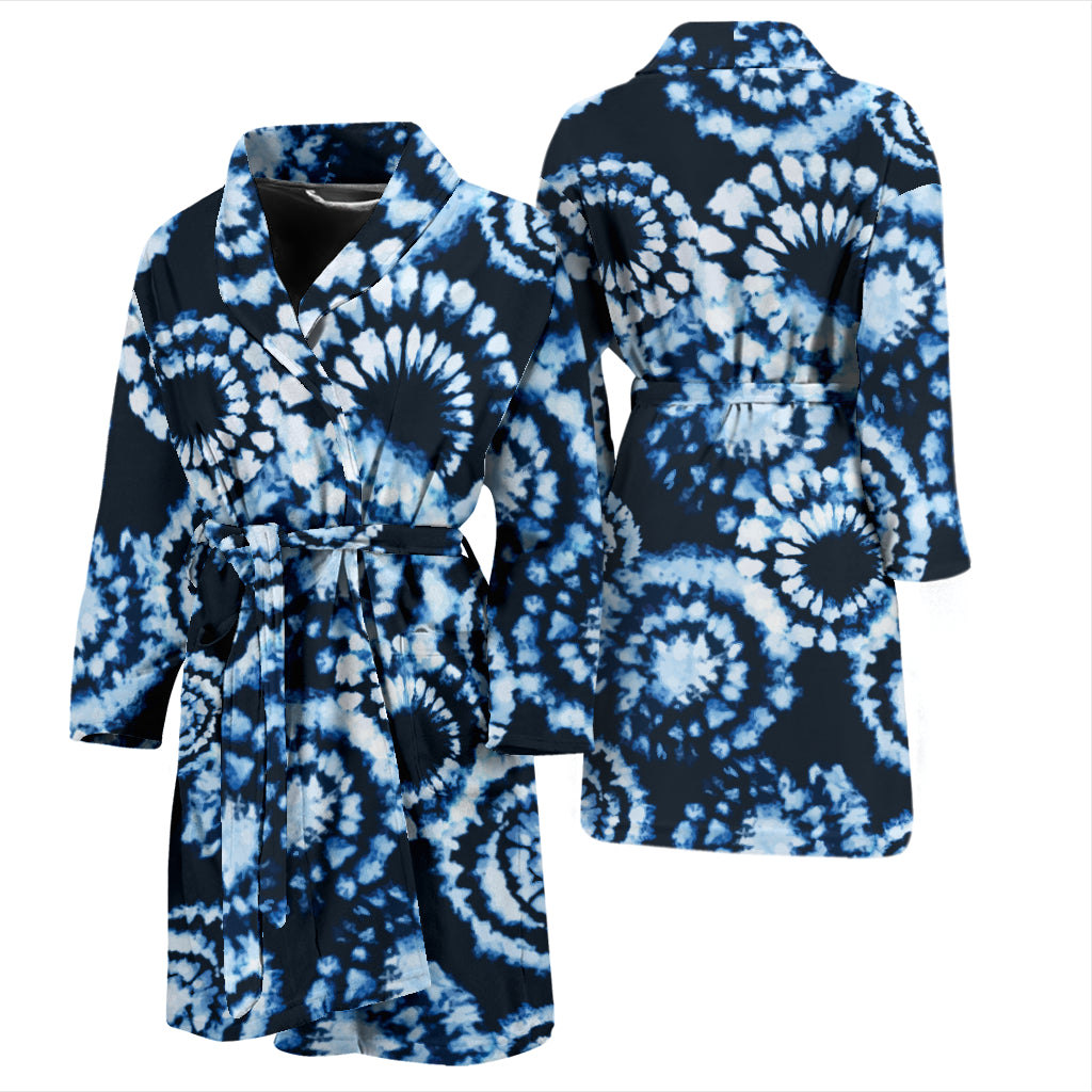 Tie Dye Dark Blue Print Design LKS306 Men Bathrobe