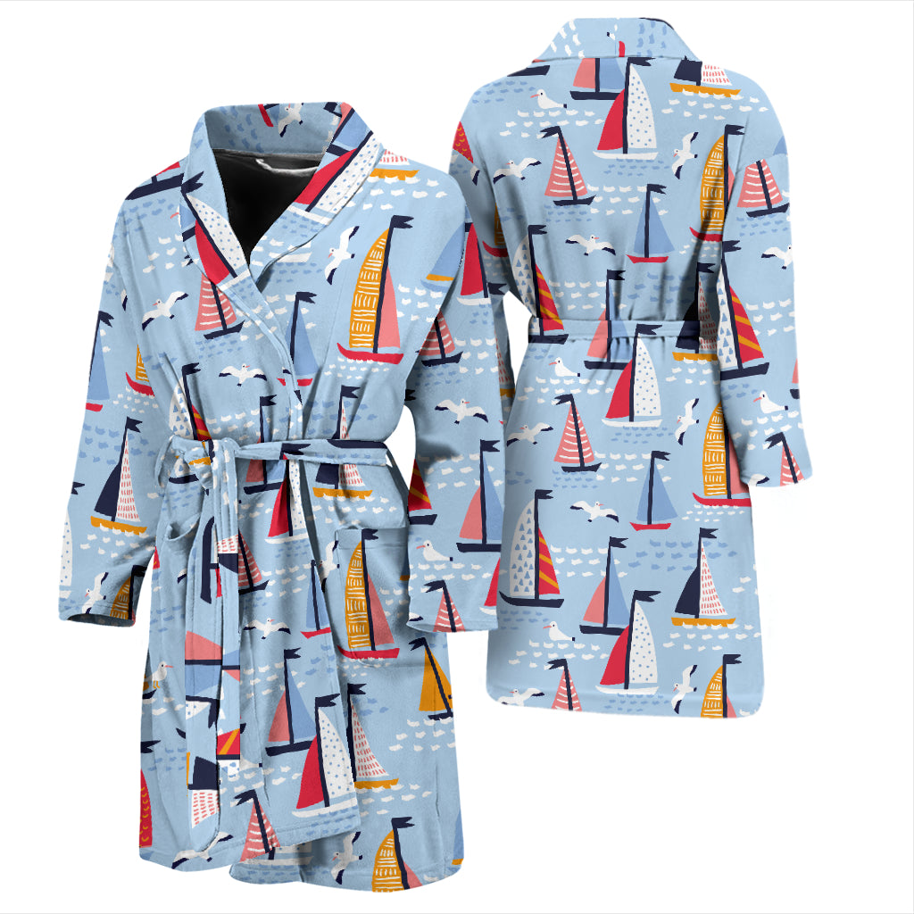 Sailboat Print Design LKS304 Men Bathrobe