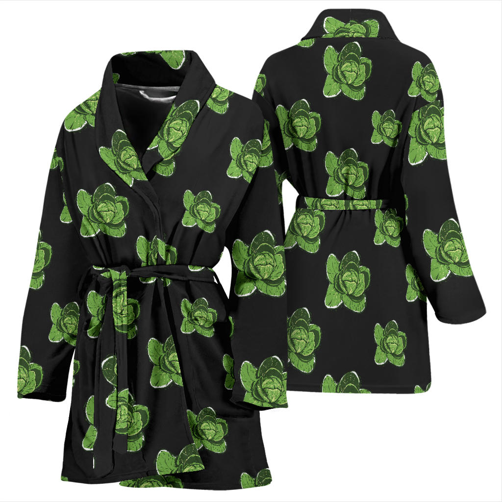 Cabbage Pattern Print Design 03 Women Bathrobe
