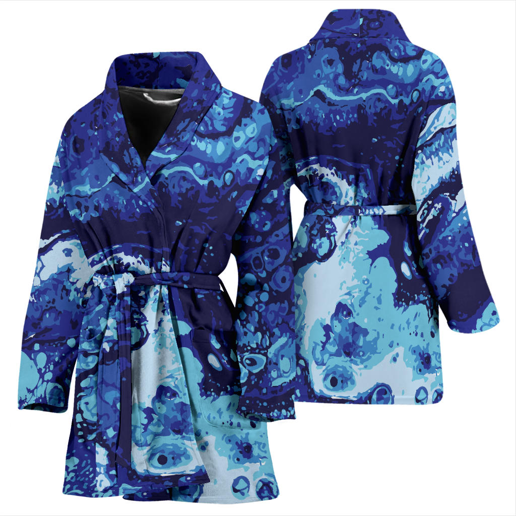 Ocean Liquid Pattern Print Design A03 Women Bathrobe
