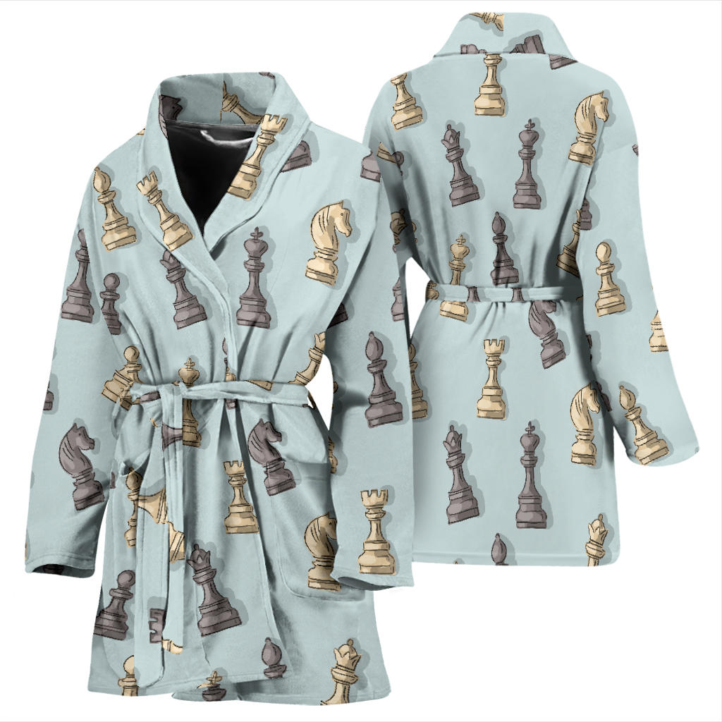 Chess Pattern Print Design 02 Women Bathrobe