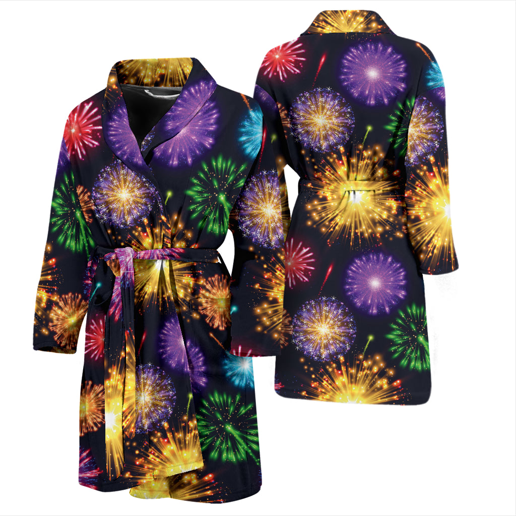 Firework Print Design LKS305 Men Bathrobe