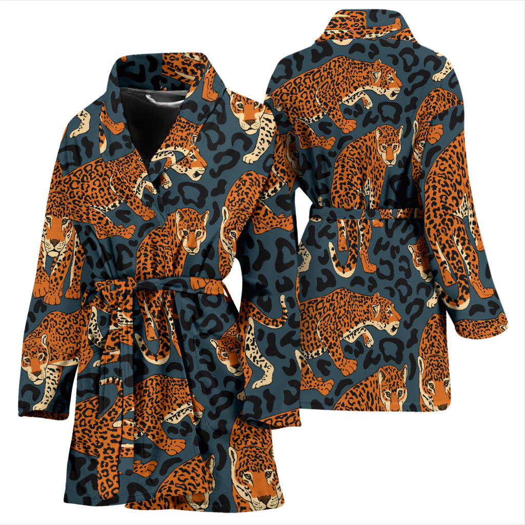 Jaguar Pattern Print Design 04 Women Bathrobe