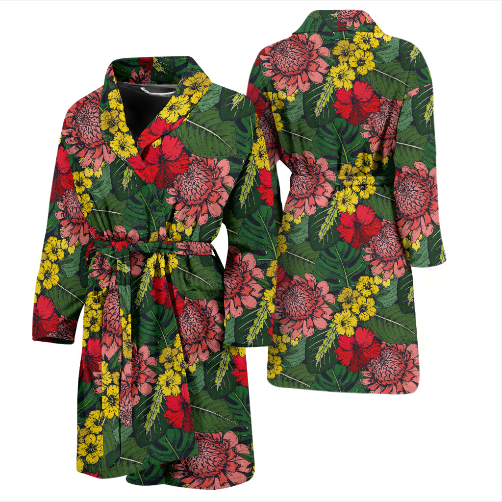Summer Floral Print Design LKS305 Men Bathrobe