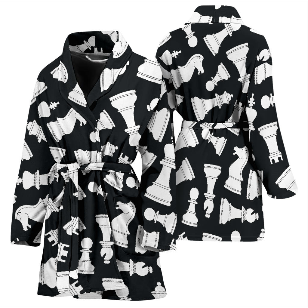 Chess Pattern Print Design 01 Women Bathrobe