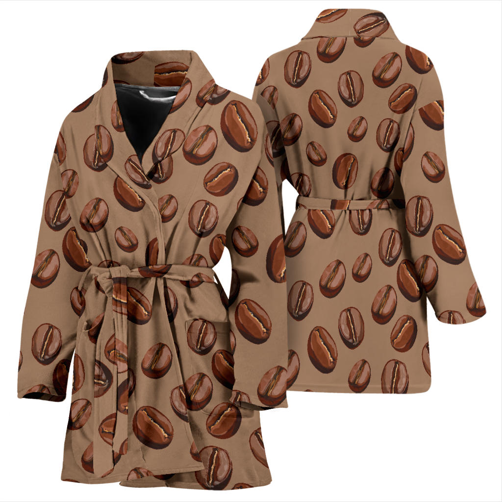 Coffee Pattern Print Design 07 Women Bathrobe
