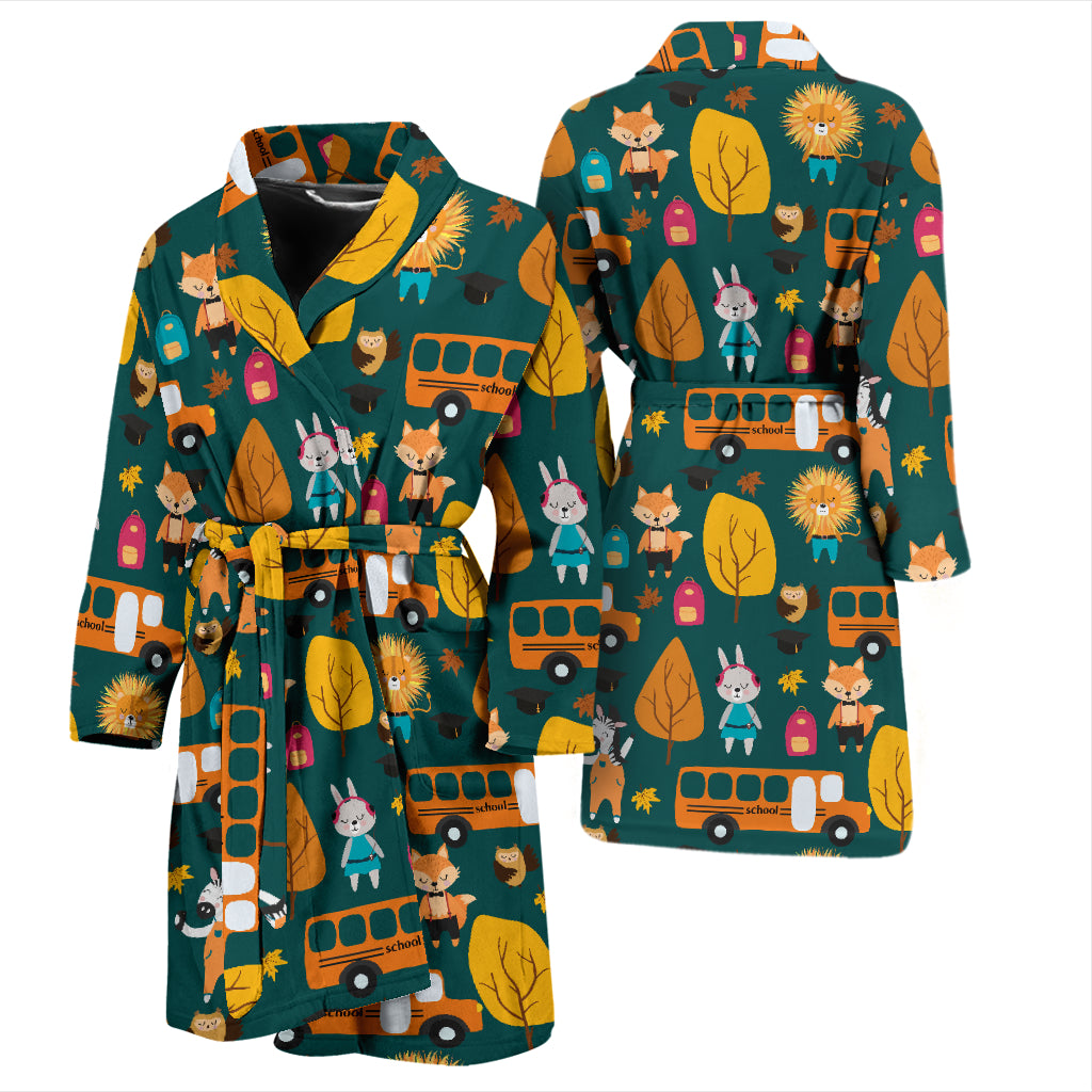 School Bus Print Design LKS309 Men Bathrobe