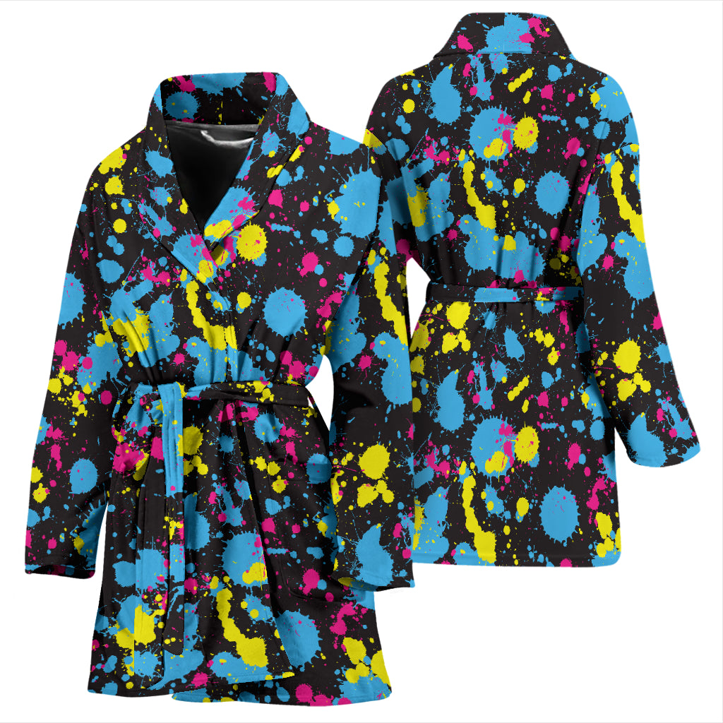Splatter Colorful Print Design LKS301 Women Bathrobe