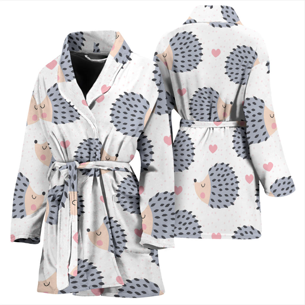 Hedgehog Baby Pattern Print Design 03 Women Bathrobe