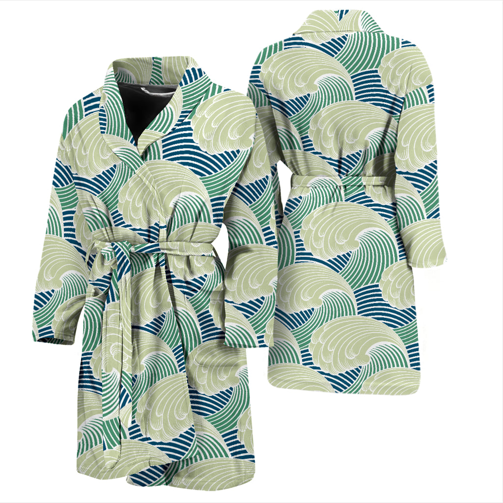 Wave Japan Style Print Design LKS302 Men Bathrobe