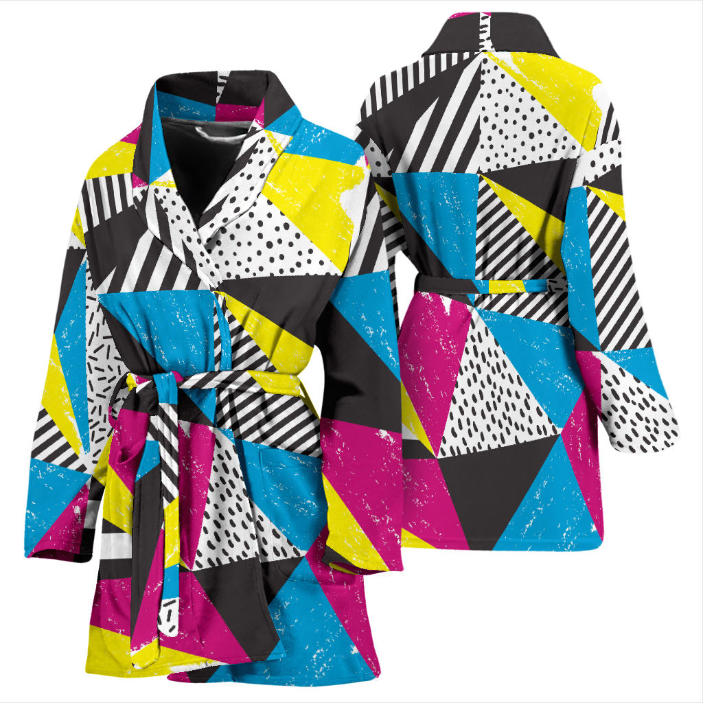 80s Pattern Print Design 2 Women Bathrobe