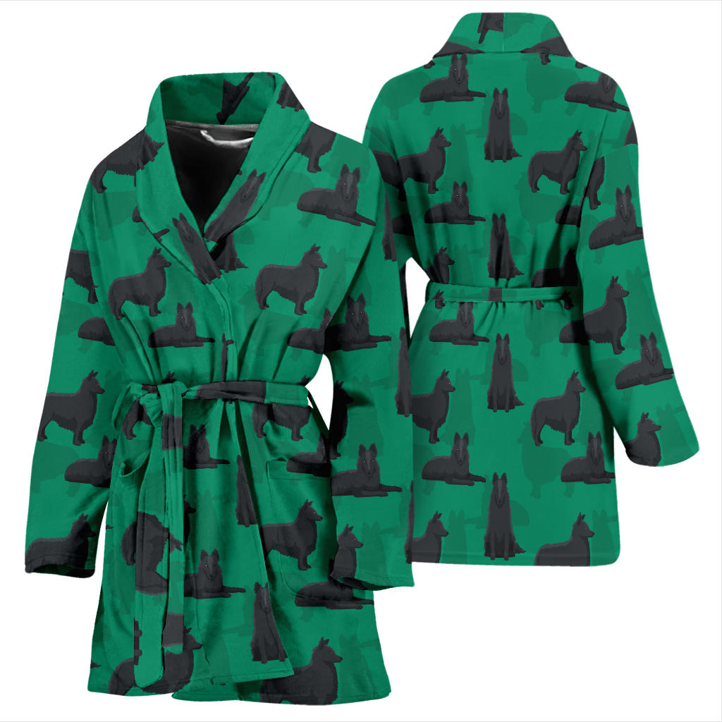 Belgian Sheepdog Pattern Print Design 01 Women Bathrobe