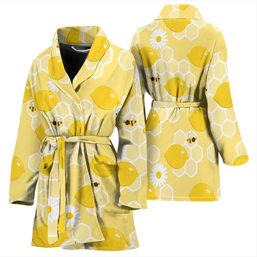 Honey Bee Honeycomb Print Design LKS3010 Women Bathrobe
