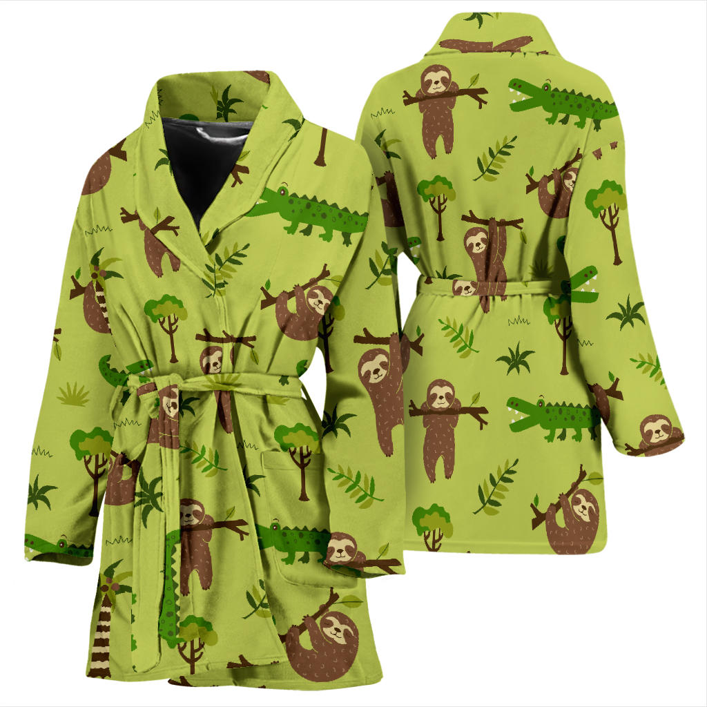 Alligator Pattern Print Design 04 Women Bathrobe
