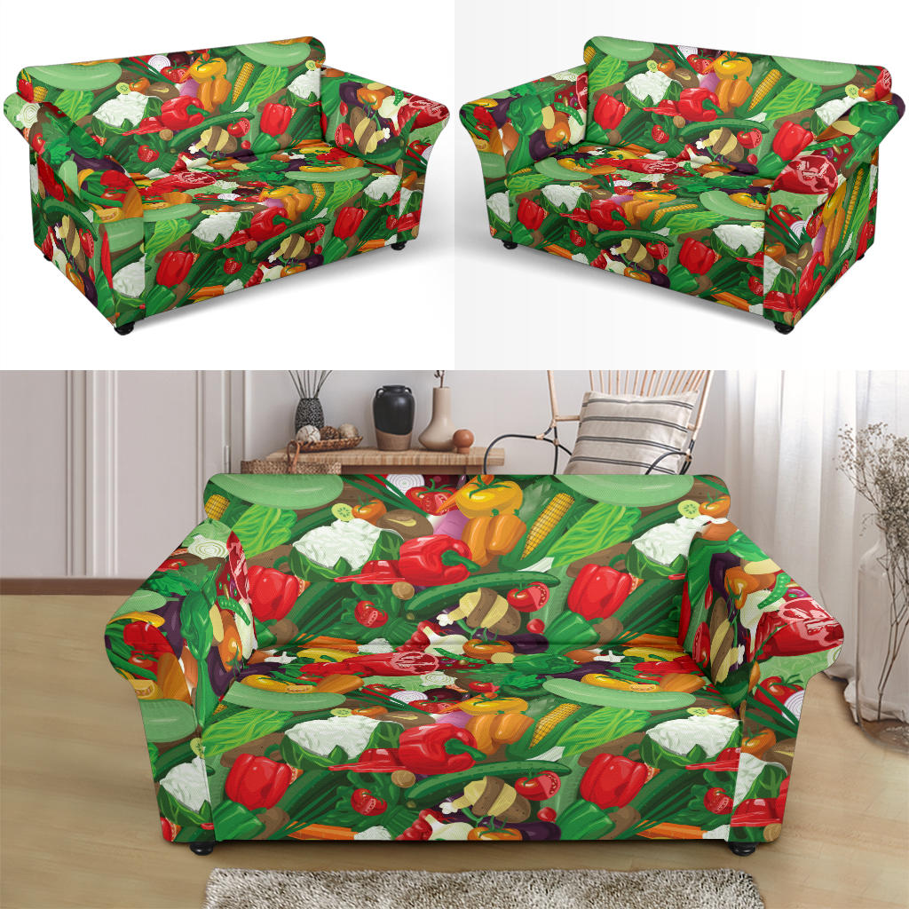 Salad Mix Vegetableprint Design LKS301 Loveseat Couch Slipcover