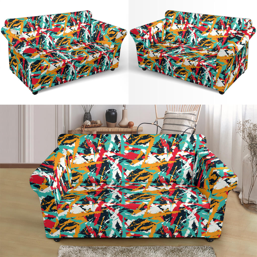 Splatter Print Design LKS304 Loveseat Couch Slipcover