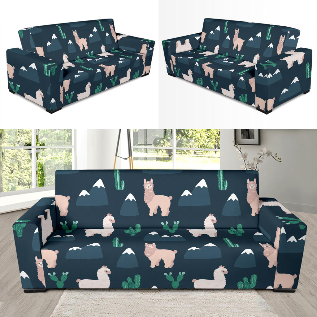 Llama Pattern Print Design 06 Sofa Slipcover