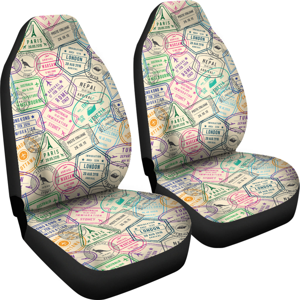 Travel Stamp Print Design LKS303 Car Seat Covers