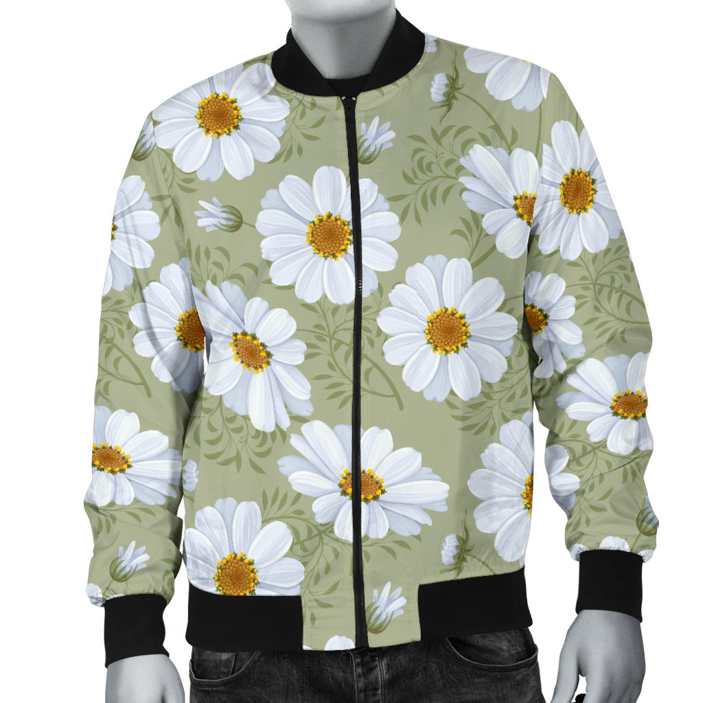 Daisy Yellow Print Pattern Men Bomber Jacket