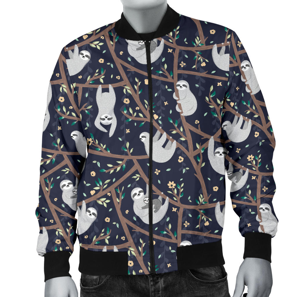 Sloth Happy Design Themed Print Men Bomber Jacket