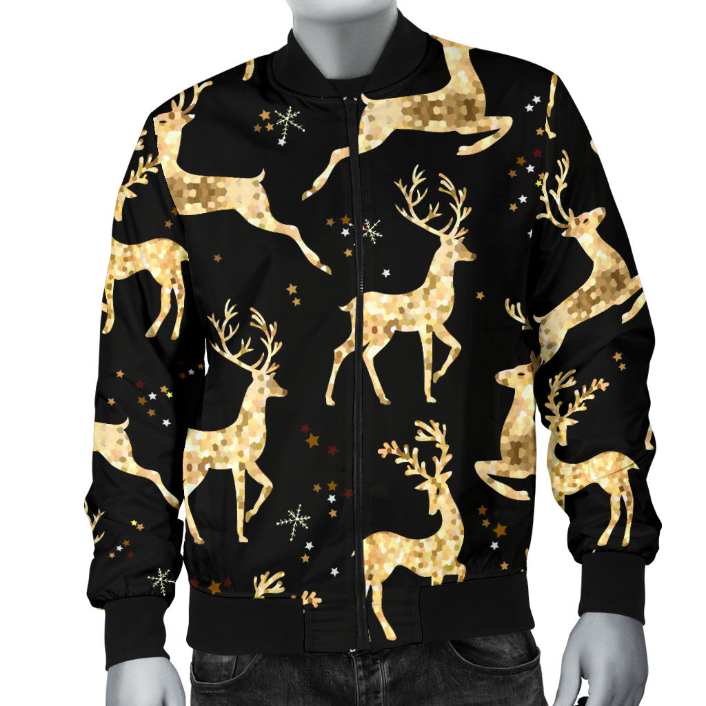 Deer Gold Pattern Men Bomber Jacket