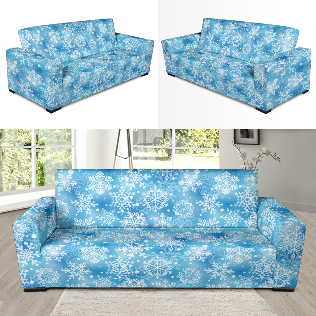 Snowflake Blue Print Design LKS301 Sofa Slipcover